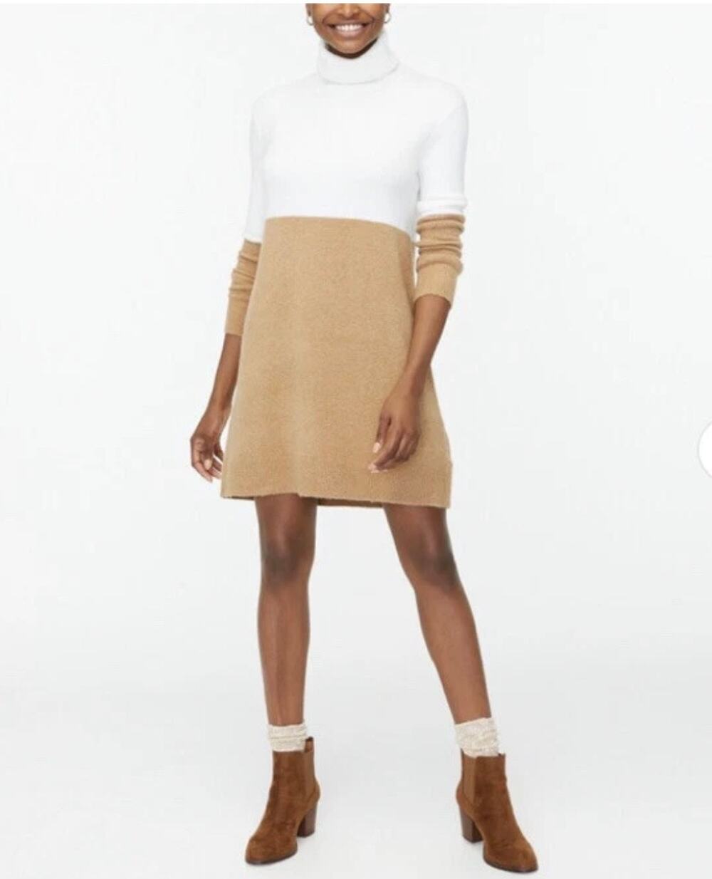J. Crew Colorblock Wool-Blend Luxe Sweater Dress Size Small